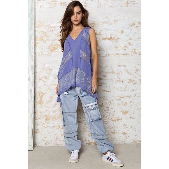 POL Something Special Double Gauze Lace Tunic FWT411 - Picture 8 of 8